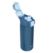 Zak Designs 25oz Durable Plastic Jubilation Water Bottle with Leak Proof Spout Cover, Straw, Push Button Lid, Flip Up Lock, and Built-in Carry Handle, Navy