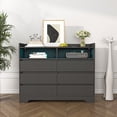 thumbnail image 6 of Demi Bonn 6 Drawer Dresser, Modern Chest of Drawers with Led Lights, Wooden Dresser for Bedroom with Sturdy Frame for Living Room, Entryway, Hallway, Black-M, 6 of 8