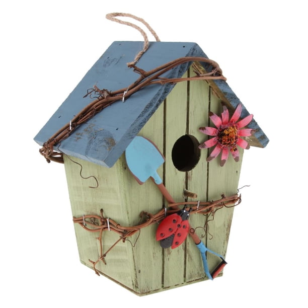 Casita Nido para Pájaros de Madera Estilo Vintage DECO Casita de Pájaros de Madera para colgar re