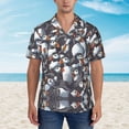 thumbnail image 4 of Puffin Huddle Hawaiian Shirts For Men, Summer Short-Sleeve Relaxed-Fit Button-Down Shirts Large, 4 of 9