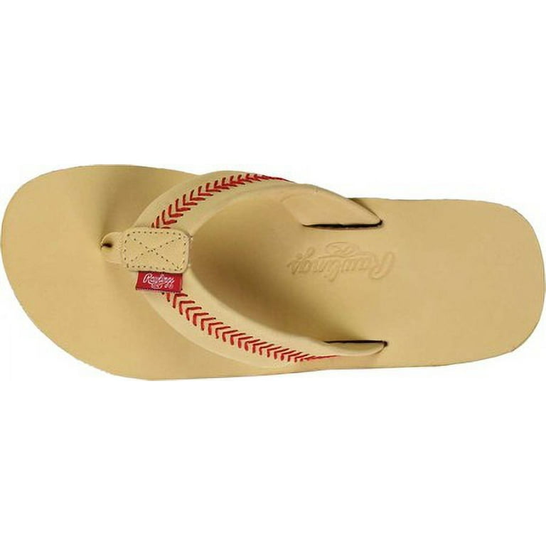 Rawlings Men s Baseball Flip Flop Sandals Stitch Nubuck Leather Sand 2XL Walmart
