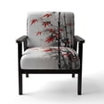 thumbnail image 4 of Designart "Red and Grey Bamboo of Japan I" Red Floral Upholstered Accent Chair - Traditional Arm Chair For Bedroom, 4 of 5