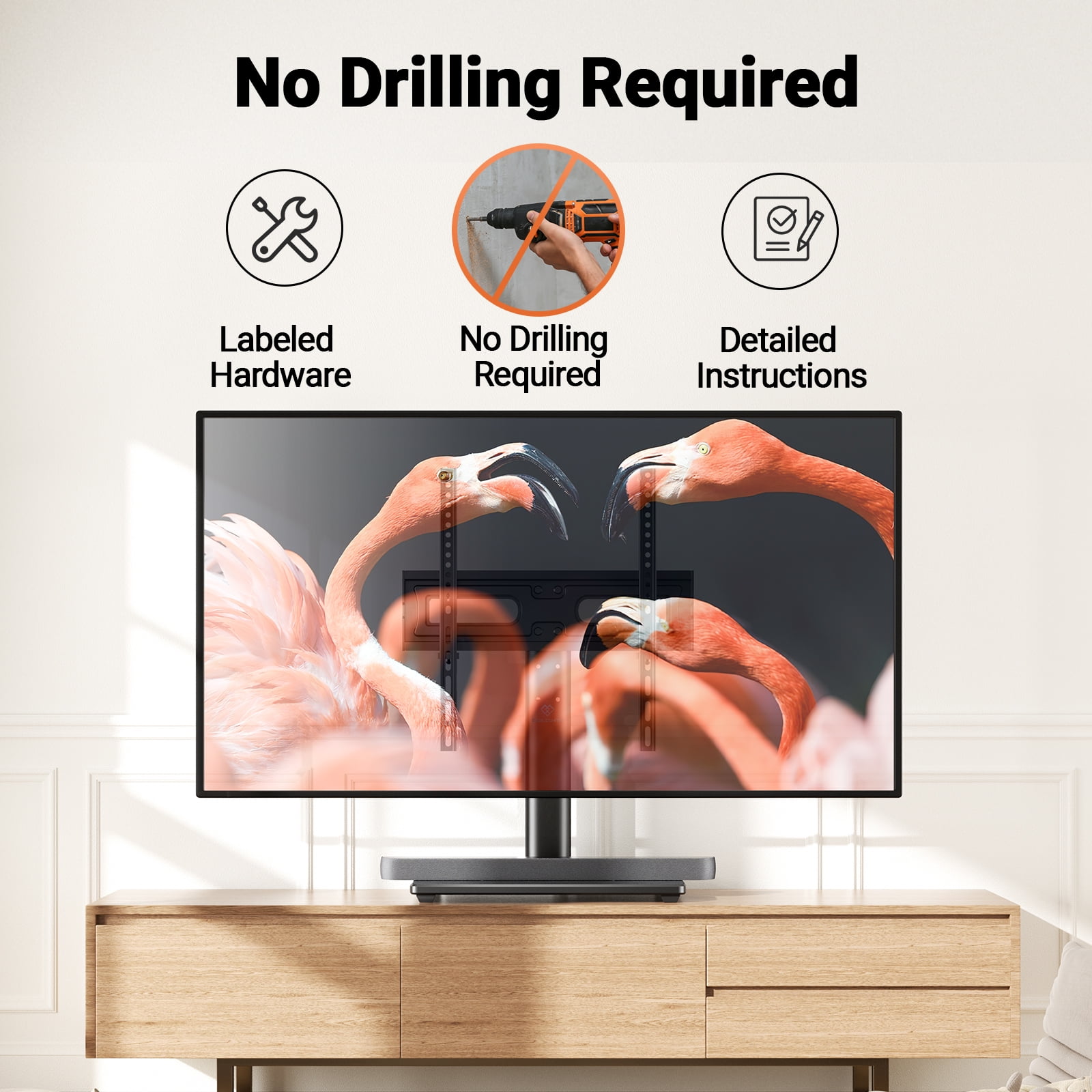 PERLESMITH Universal TV Base for 32"-60" TVs, ±35°Swivel, 88-lb Capacity,  Max VESA 400x400mm, Height Adjustable, PSTVS28B