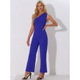 thumbnail image 4 of DARING DIVA Women's One Shoulder Dressy Sleeveless Wide Leg Jumpsuit S Royal Blue, 4 of 6