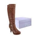 thumbnail image 5 of Bottes Mode Décontractées pour Femmes à Talons, Hauteur Genou, Plateforme, Fermeture Éclair Latérale, Boucle ( Tan, 6.5), 5 of 5
