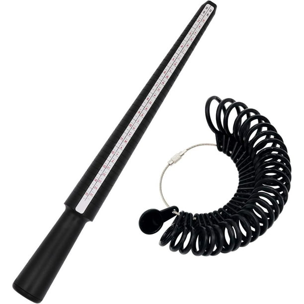 Ring Size Measuring Tool with Plastic Ring Mandrel & Ring Sizer Guage