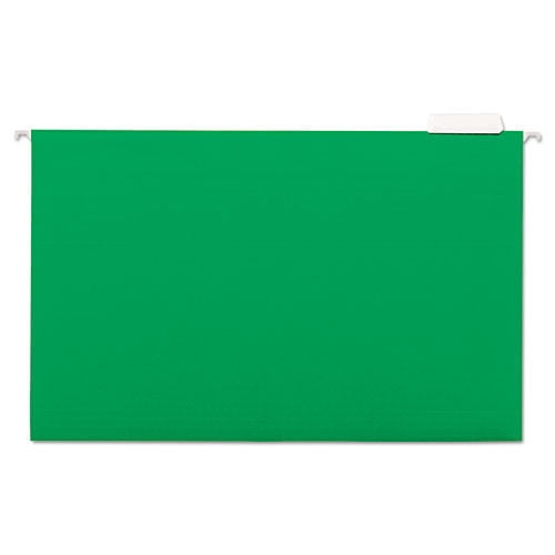 1/5 Cut Tab Legal Size Deluxe Color Hanging File Folders - Bright Green (25/Box)