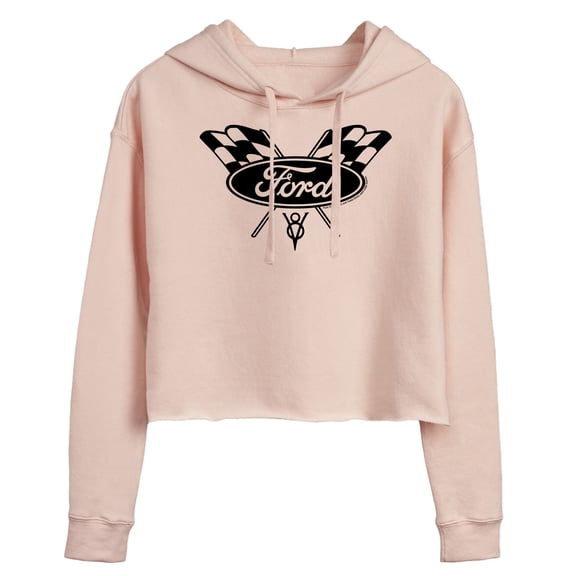 Ford - Checker Flag Logo Cropped Graphic Hoodie