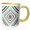 Yellow/White, variant on 3drose, Aztec Concentric Motif Design Teals, Reddish-browns, Cream Colors, 11oz Magic Transforming Mug