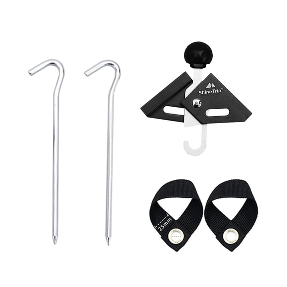 Tarp Pole Tip Caps 90 Degree Adjusting Pole Connector Holder Shelter Tarpaulin Ripping Joint 6mm Rod Ball Strap Hook Accessories Black