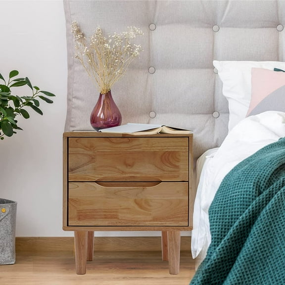 Miumaeov Nightstand 2 Drawers Wooden Sofa End Table Bedside Storage Organizer