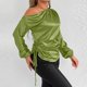 thumbnail image 5 of Tops de otoño para mujer,Blusa de mujer, cuello redondo, manga larga, camisa informal de poliéster, túnica de color liso, versátil para uso diario, sopatenor, 5 of 8