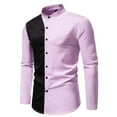 thumbnail image 3 of Camisas Para Hombre Manga Larga Negra Camisa a juego de colores de manga larga con cuello levantado y moda informal para hombre (Purple, S), 3 of 7