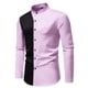 thumbnail image 3 of Camisas Para Hombre Manga Larga Negra Camisa a juego de colores de manga larga con cuello levantado y moda informal para hombre (Purple, XL), 3 of 7