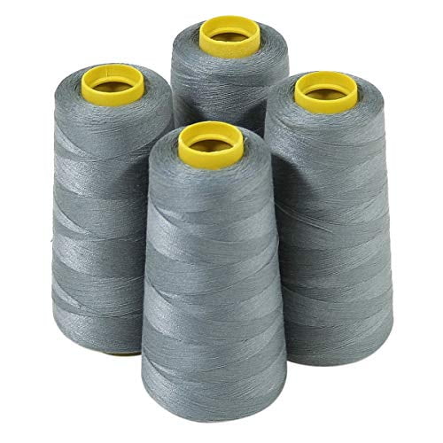 ThreadNanny 4 Grands Cônes (3000 Yards Chacun) de Fils en Polyester pour Couture Quilting Surjeteuse Couleur Grise