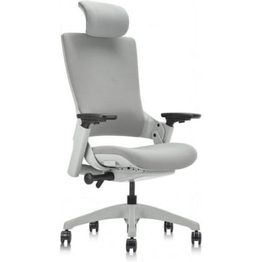 CLATINA Ergonomic High Swivel Executive Chair with Adjustable Height Head 3D Arm Rest Lumbar Support and Upholstered Back for Home Office Gray Fabric