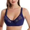 thumbnail image 4 of Bigersell Full-Coverage Bras for Women Plus Size Lace V-Neck Wireless Bra Ladies Bras No Underwire Push up Padded Bra Comfort Soft Bra for Everyday Wear Full Figure Bra G-6-Dark Blue 115E, 4 of 7
