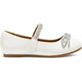 thumbnail image 4 of Kushyshoo White Girl's Bow Mary Jane Dress Shoes Ballet Princess Flats with Rhinestone Strap 12M, 4 of 6