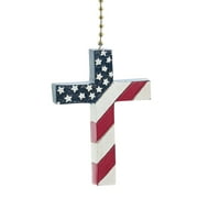 Patriotic USA Flag Cross Decorative Ceiling Fan Light Pull 3 Dimensional