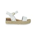 thumbnail image 2 of Soda Women Wedge Sandals Open Toe Ankle Strap Flatform Espadrilles Trim Platform clip-S White 6.5, 2 of 3