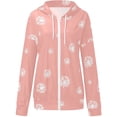 thumbnail image 4 of Pompotops Women Dandelions Printing Hooded Long Sleeve Zipper Drawstring Shirts Tops Coat, 4 of 5