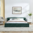 thumbnail image 3 of Miekor Furniture Queen Size Upholstered Bed Frame With Thick Fabric, Chenille Fabric Grounded Queen Size Platform Bed With Headboard And Solid Frame-Green & Blue(87"*67"*23.5") 76545, 3 of 10