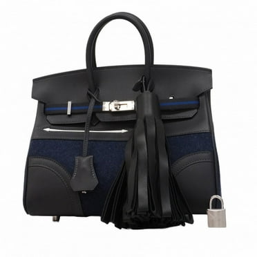Pre-Owned Hermes Handbag Birkin 25 Go Team Swift Felt Blue Nuit Cabaret W Engraved... (Good)