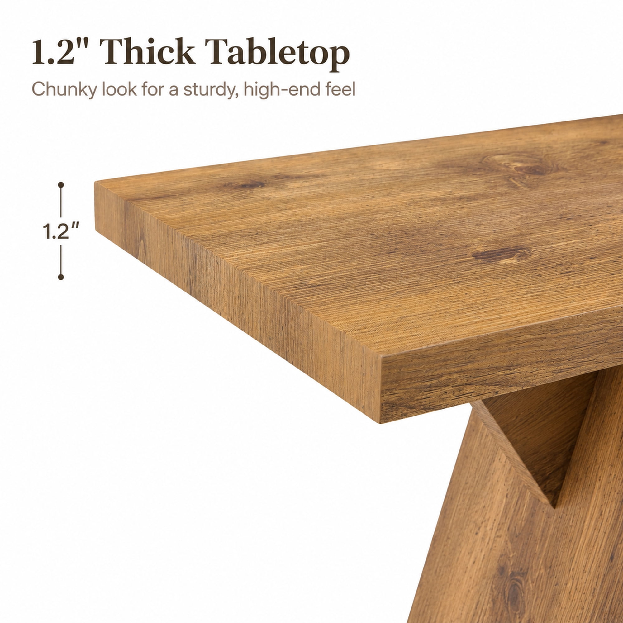 43.4-Inch Narrow Console Table with V-Shaped Base, Rustic Mid-Century Sofa Table and Entryway Hallway Table for Living Room, Natural Wood