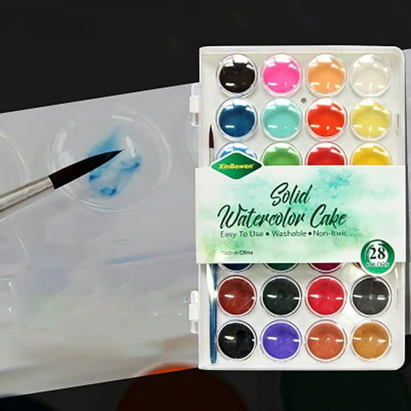 Black_Friday Deals!Cyber_Monday Deals! Byikun Hand-painted Color Paint 28-color DIY Solid Watercolor Paint Set