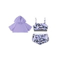 thumbnail image 3 of Nyeemya Kids Girls 3 Piece Dance Gymnastic Workout Outfit Short Sleeve Hooded with Crop Tank Top Purple 10, 3 of 5