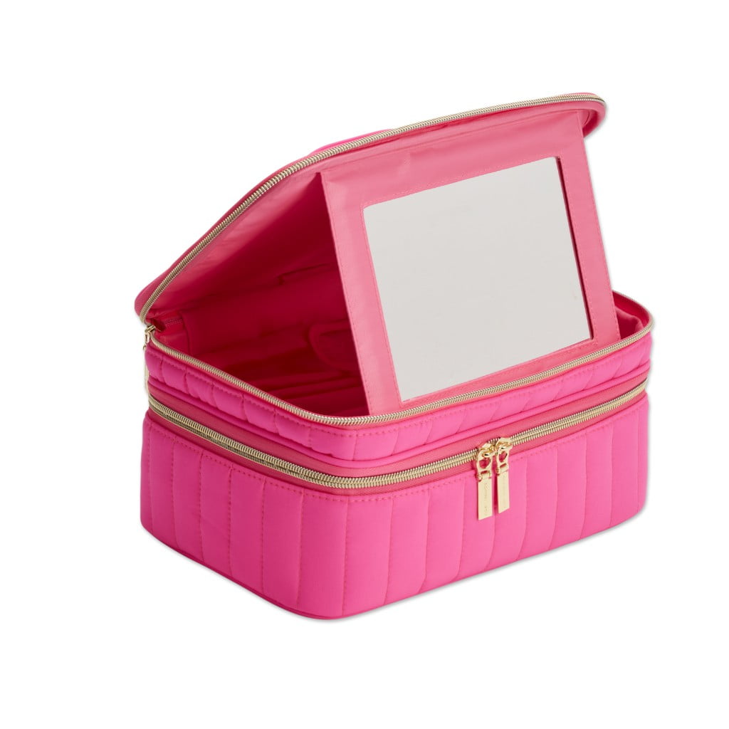 Sophia Joy Train Case with Mirror and Brush Organizer, Pink