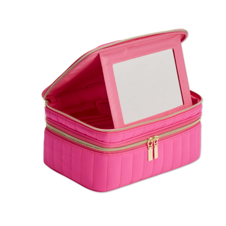 Sophia Joy Train Case with Mirror and Brush Organizer, Pink