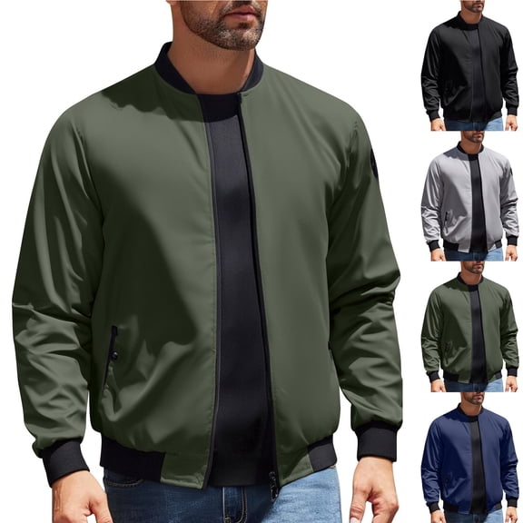 Puntoco Men's Lightweight Jackets Light Windbreaker Full Zip Up Stylish Golf Coat Business Work Casual Dress Winter Clothing for Men Gray XL(XL)