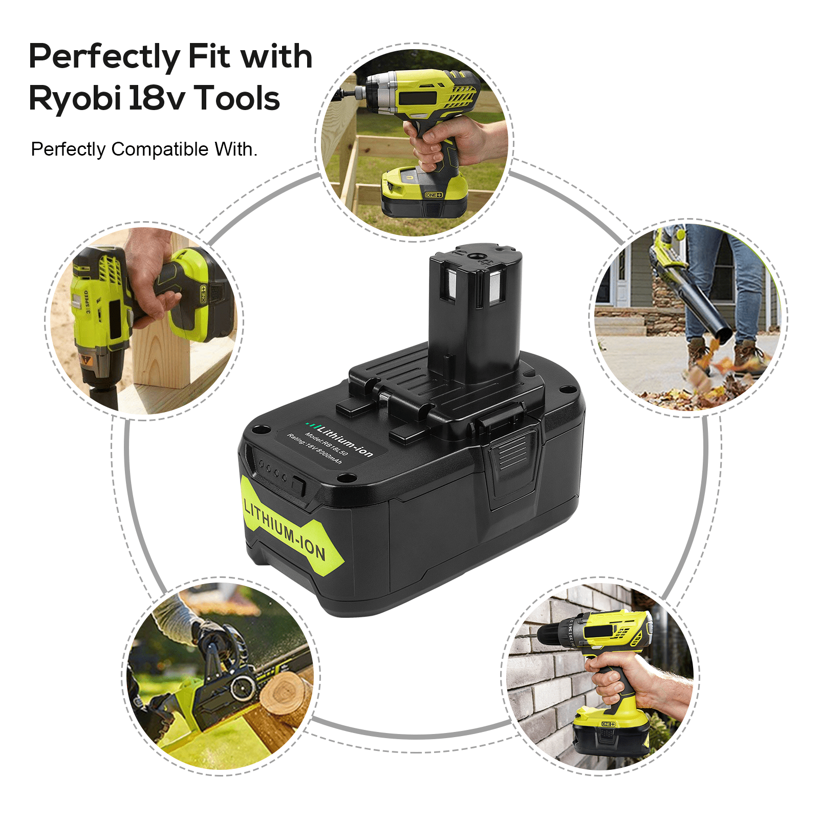 8.0Ah For RYOBI P108 18V 8.0 Plus High Capacity Battery 18 Volt Lithium-Ion New