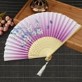 LIJCC Ladies' Compact HandHeld Silk Fan Folding Fans Holding Hollowed