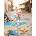 thumbnail image 6 of Marine Life Conch Shell Starfish Fitted Round Tablecloths Elastic Edged Table Covers 55"-60",Seaside Ocean Sand Beach Waterproof Dining Room Kitchen Table Cloth for Holiday Party Tables Decor, 6 of 8