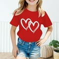 thumbnail image 2 of Gunia Cute Shirts for Teen Girls Summer Tops Loose Fit Round Neck Tees Casual Comfortable Stretchy Shirts for Kids Ages 3-14,Red 12-13 Years, 2 of 5