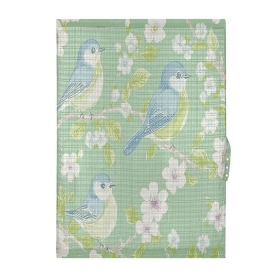 Bluebird and Blossoms Door Curtain 25x40in Privacy Mesh with UV Protection Tie Back Rod Pockets