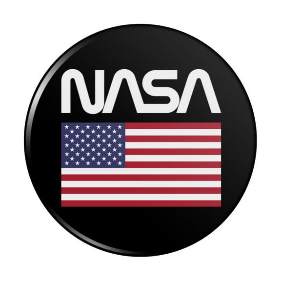 NASA Official Worm Logo United States USA Flag Pinback Button Pin