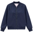 thumbnail image 5 of Women's Polka Dot Bomber Jacket Solid Color Zip Up Long Sleeve Windproof Jacket Loose Fit Lightweight Spring Coat for Daily Wear, 5 of 8