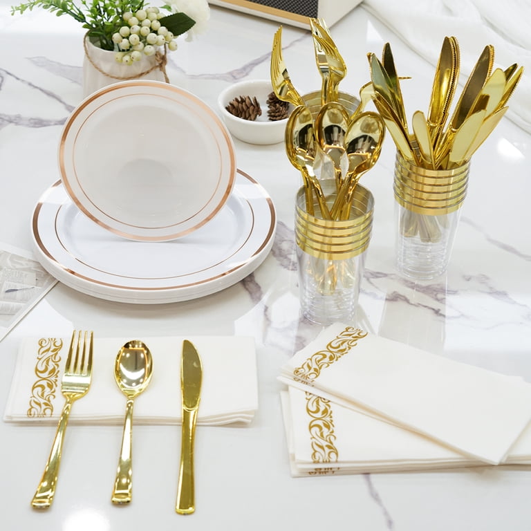Hawsaiy Rose Gold Dinnerware Set for 50 Guests, 350-Piece photo 5