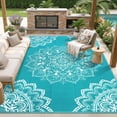 thumbnail image 3 of Findosom 8'x10' Outdoor Rugs Large Patios RV Outdoor Rug Reversible Waterproof Camping Rugs Portable Plastic Straw Outdoor Area Rug for Camping, RV, Balcony, Patio, Picnic,Teal, 3 of 9