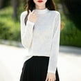 thumbnail image 2 of JGGSPWM Women's Fall Long Sleeve Shirts Blouses Loose Casual Crewneck Textured Fitted Trendy Base Knitted Sweater Tops White XL, 2 of 5