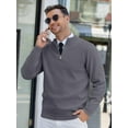 thumbnail image 2 of HAOMEILI Men's Quarter Zip Up Sweaters Slim Fit Lightweight Mock Neck Pullover Casual Polo Sweaters, 2 of 5