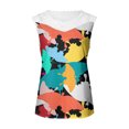 thumbnail image 4 of Camiseta sin mangas de encaje con estampado de mujer Camiseta sin mangas de empalme de cuello redondo Camiseta ligera y cómoda delgada OAVQHLG3B Store lin121212, 4 of 5
