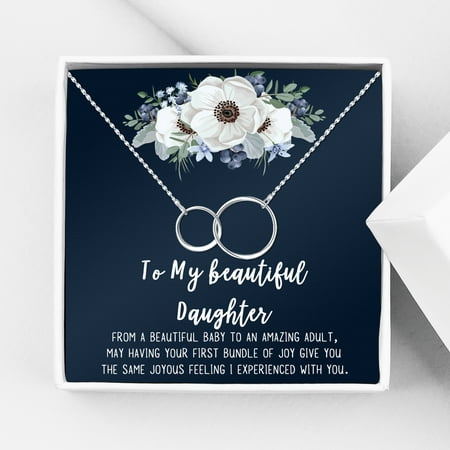Mother Daughter Necklace Jewelry with Gift Box Card - Gifts for Mom, Daughter, Birthday, Mothers Day - Two Infinity Necklace for Women [Silver Infiniry Ring, No-Personalized Card]