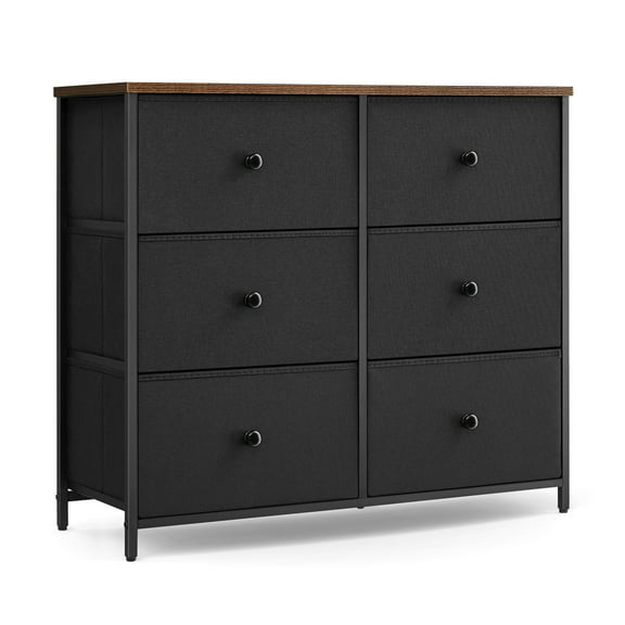 SONGMICS Dresser for Bedroom, Chest of Drawers, 6 Drawer Dresser, Closet Fabric Dresser with Metal Frame