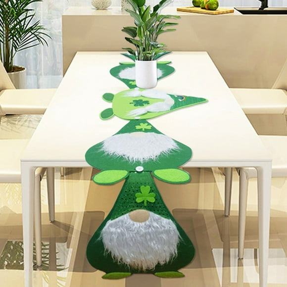 Boovnll St. Patricks Day Table Flags Green Leaves Day Tablecloths Four Leaf Clovers Faceless Elderly Man Combo Ideas Placemats, St Patricks Day Decorations, St Patricks Day Decor