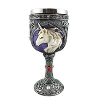Magical Enchanted Waterfall Kingdom Unicorn 5oz Wine Drink Goblet Chalice Resin Figurine With Stainless Steel Cup
