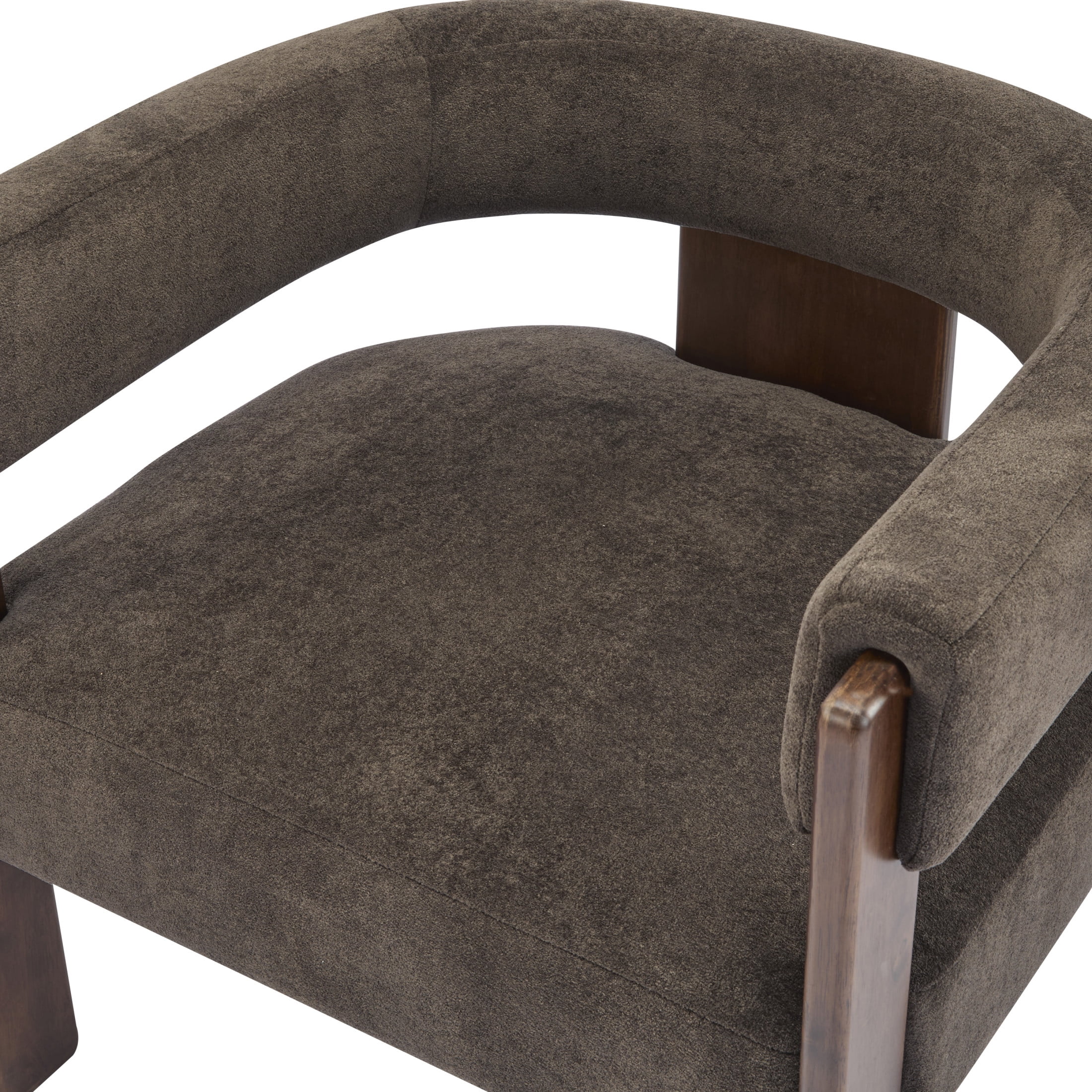 Christopher Knight Home Modern Velvet Upholstered Accent Armchair with Barrel Back, Wood Legs, Dark Brown, Set of 2